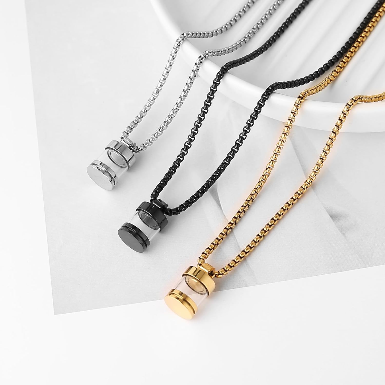 STWTR Stainless Steel Glass Transparent Urn Pendant Pet Urn Necklace That Can Be Opened For Both Men And Women - Image 5