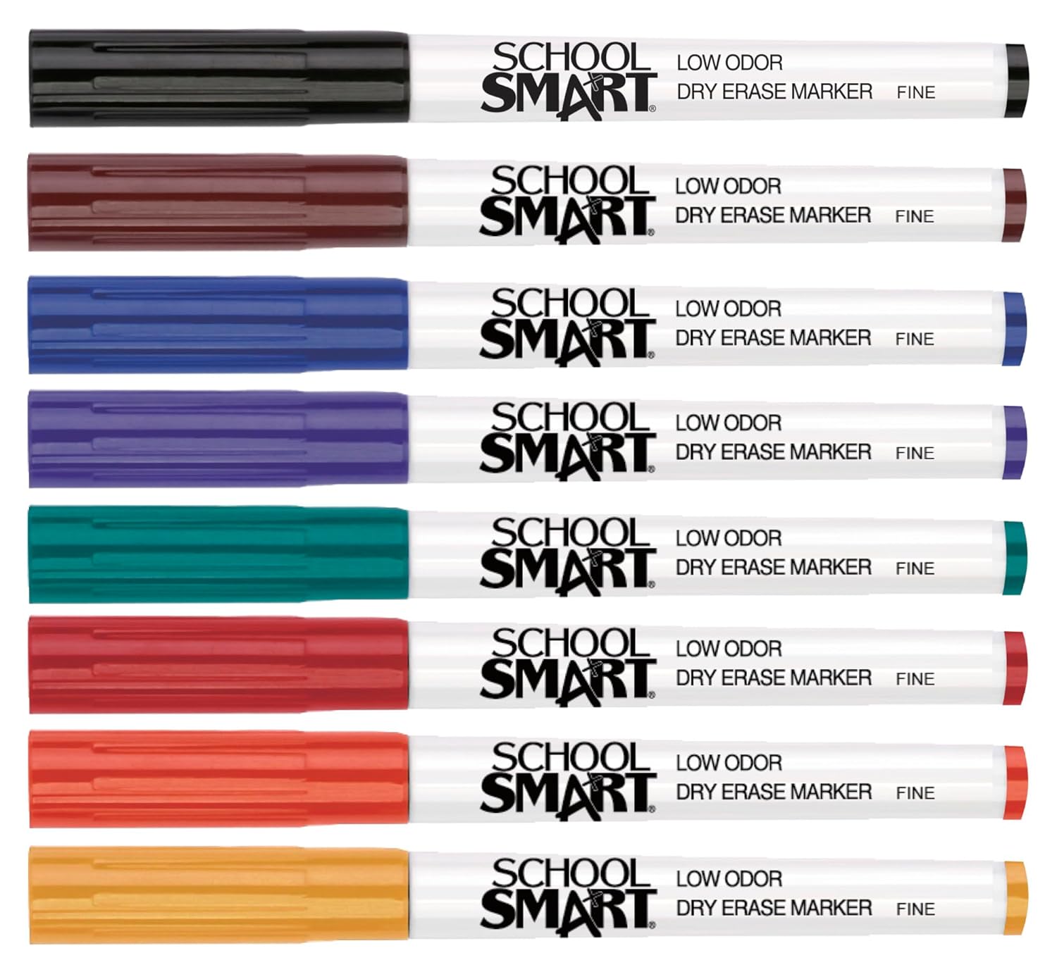School Smart Dry Erase Pen Style Marker, Fine Tip, Assorted Colors, Set of 24