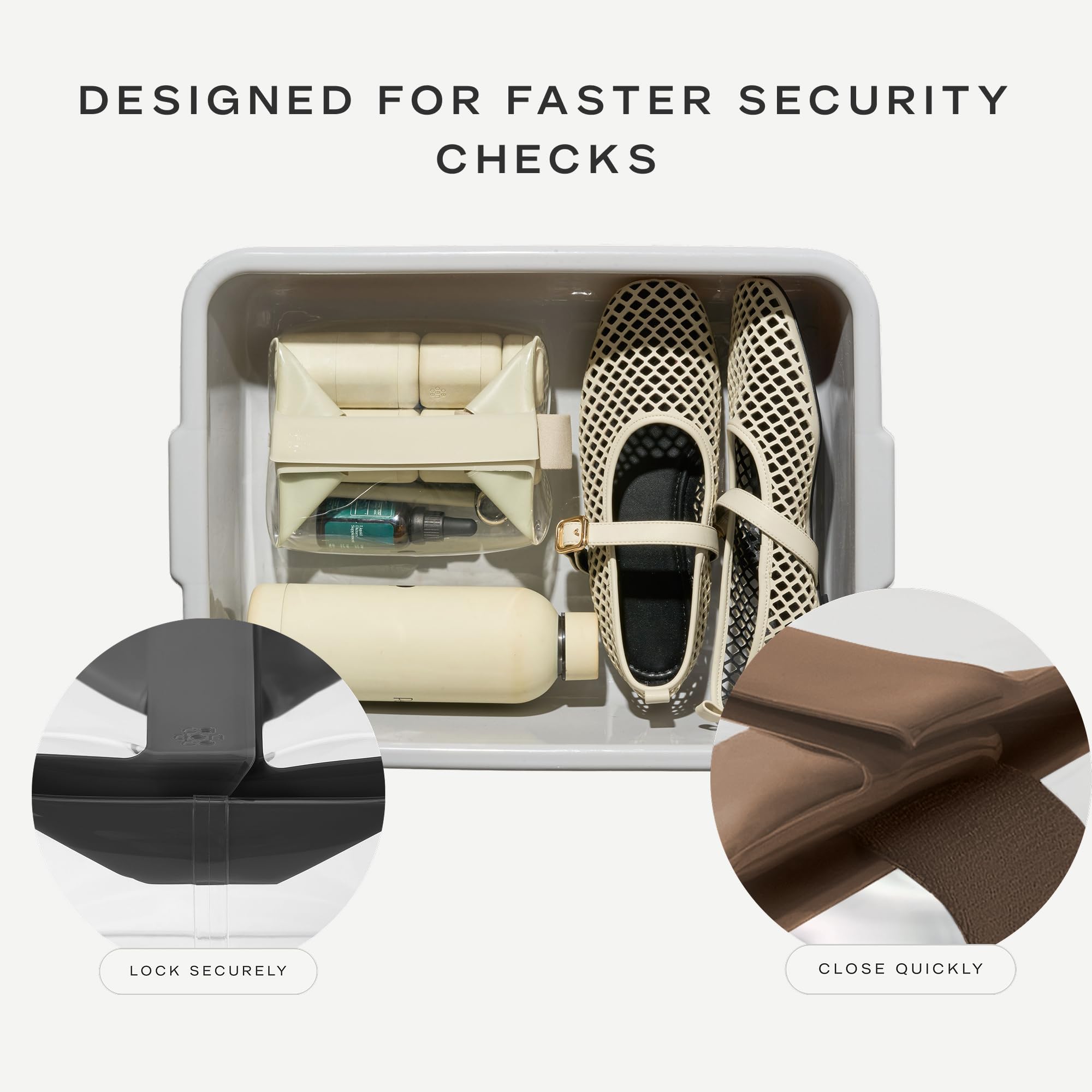 Cadence Parcel - Kit transparente con cierre magnético - Kit de aseo de viaje duradero y resistente a fugas - Cumple con la TSA y diseño modular - Bolsa de higiene para artículos esenciales de viaje