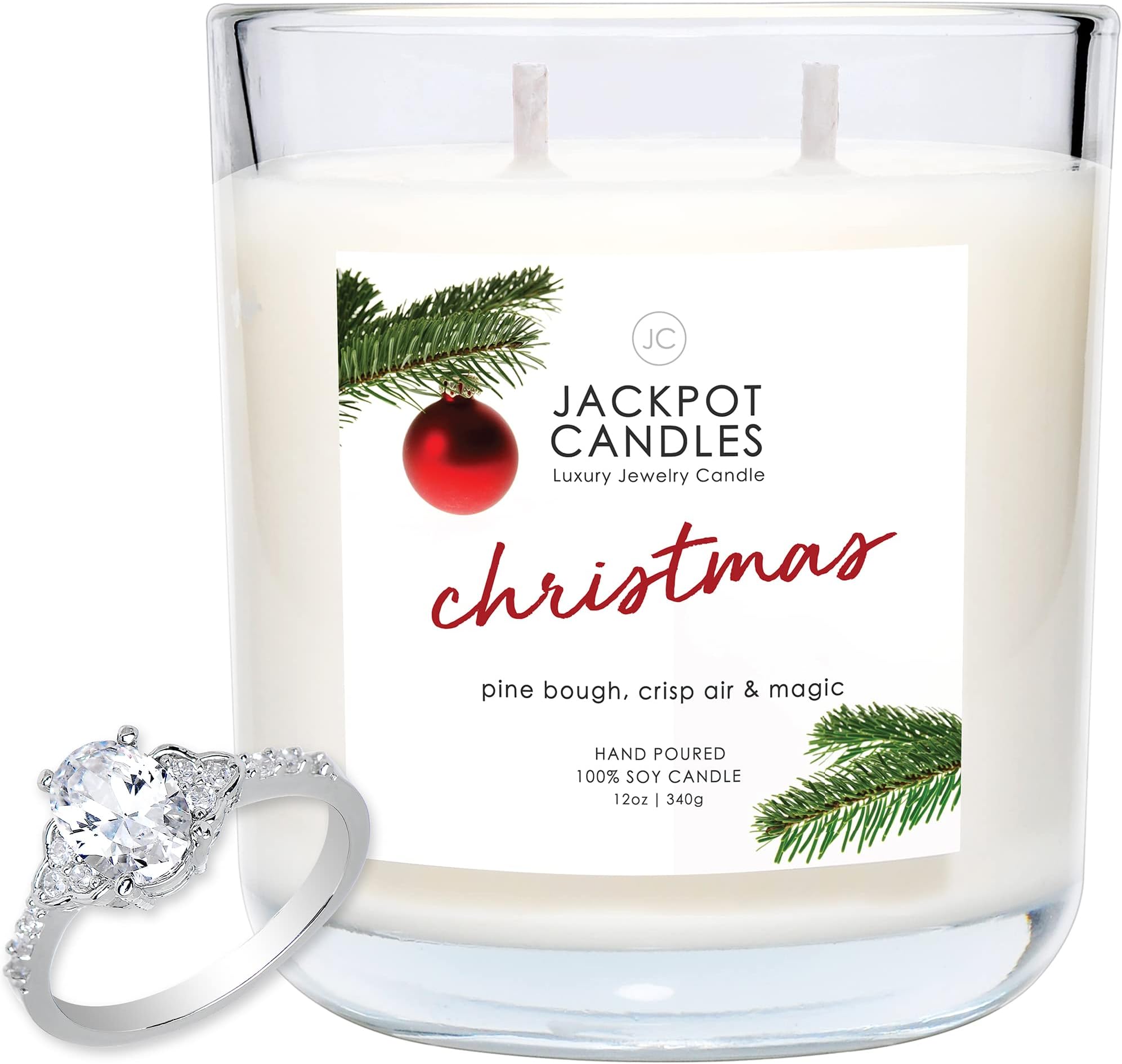 Jackpot Candles Christmas Candle with Ring Inside (Surprise Jewelry Valued at 15 to 5,000 Dollars) Ring Size 7