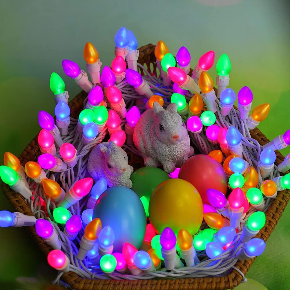 Easter String Lights LED Multi Color Glass C3 Lights Easter Pastel Light