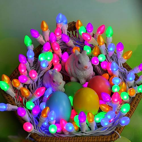 Miniatura 5 de Solduce Guirnalda de luces LED de Pascua multicolor C3, 50 unidades, luz pastel de Pascua, 120 V, certificación UL, conectable, para exteriores,