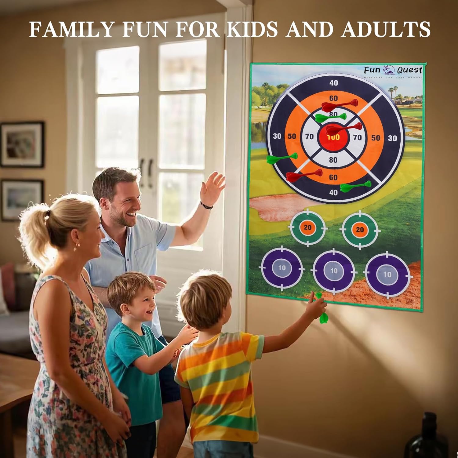 Golf Chipping Game Set – Battle Golf & Velcro Chipping Game with 2 Giant 70"x47" Mats, Backyard Golf Game for Indoor & Outdoor Fun– Includes Clubs, Balls & Targets