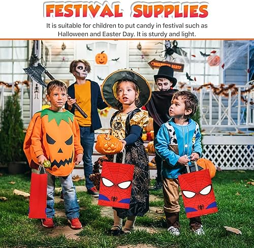 Miniatura 6 de 24 bolsas de recuerdo de fiesta de superhéroes, bolsas de regalo con asas, bolsas de papel de cómic de papel blanco para niños, suministros de