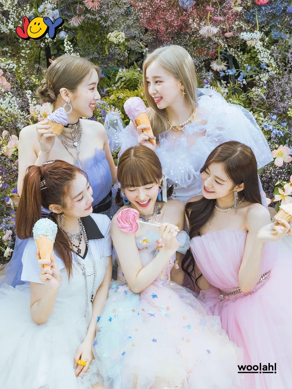 woo!ah! JOY 1st Mini Album 2 Version SET CD+1p Poster+84p PhotoBook+Holder+1p 4Cut Film Photo+1p Folding Poster On Pack+1p PostCard+2p PhotoCard+2ea Sticker+Invitation+Tracking Sealed