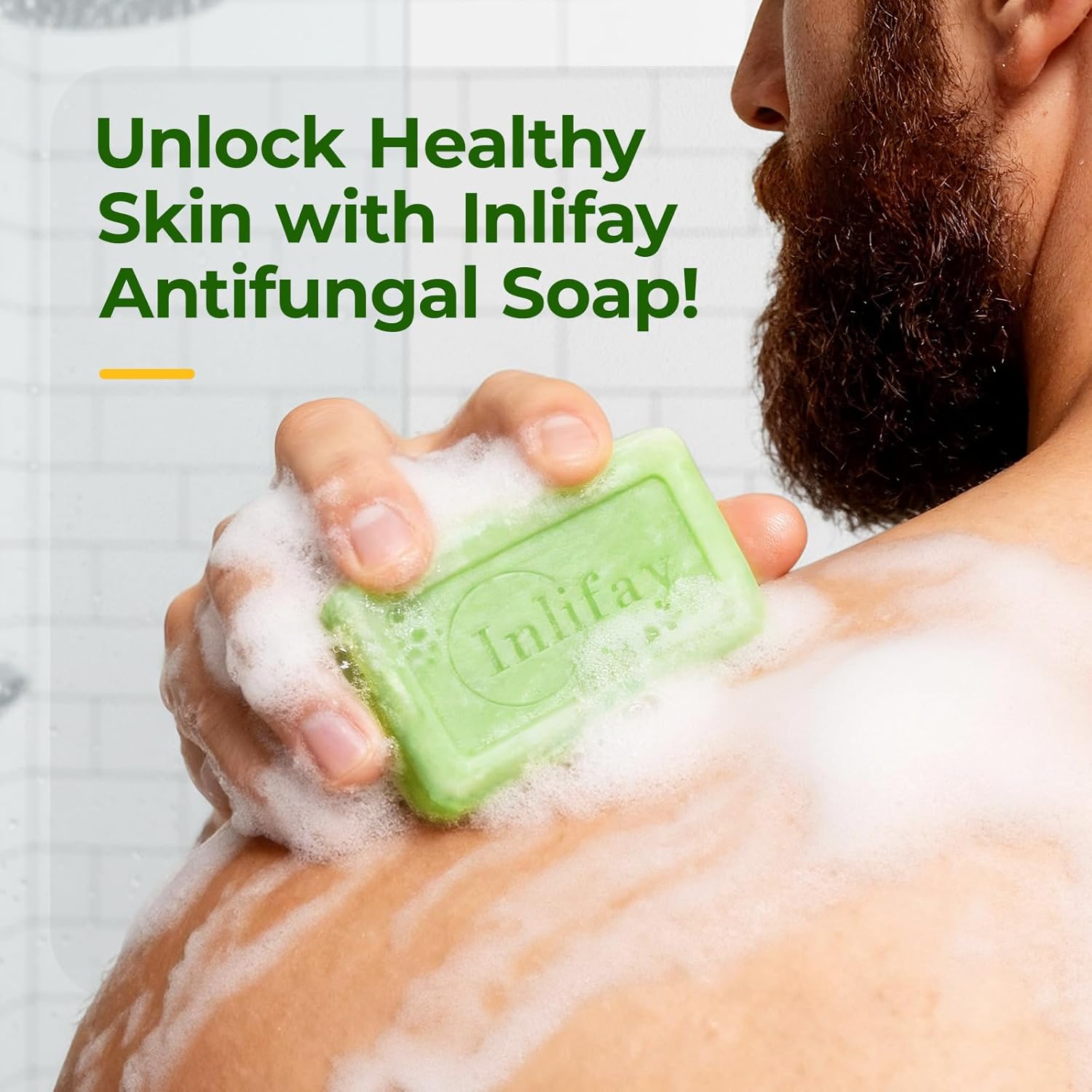 Inlifay Antifungal Soap Bar for Men: Anti Fungal Skin Soap for Athlete's Foot, Jock Itch, Ringworm - Tea Tree Fungus Soap for Active People Daily Body Cleansing - Image 6