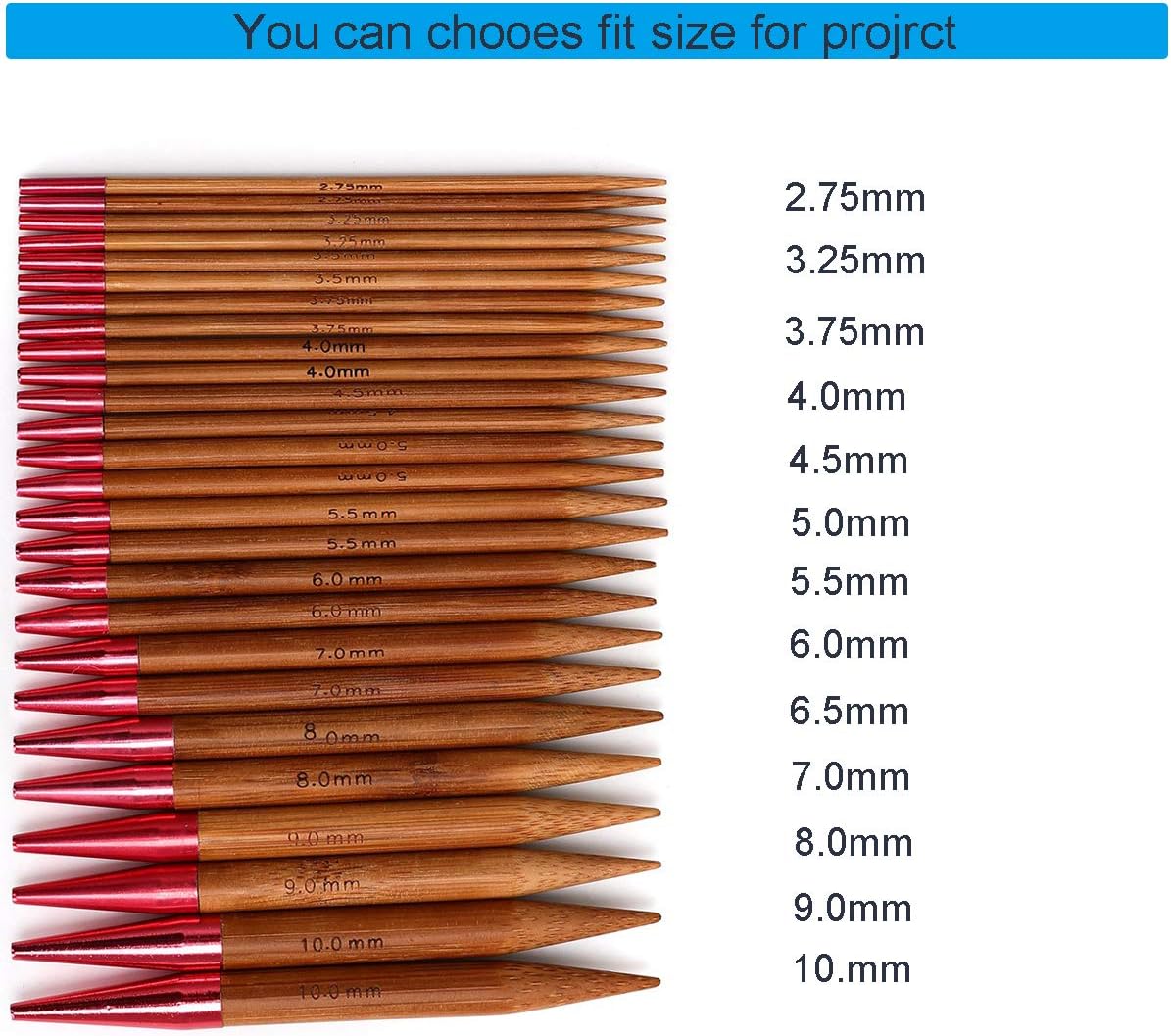 KOKNIT Wooden Circular Knitting Needles Set, Interchangeable Knitting Needles with Different Sizes Plastic Tube, Light and Sturdy Good for Beginners,Mother's Day Gift