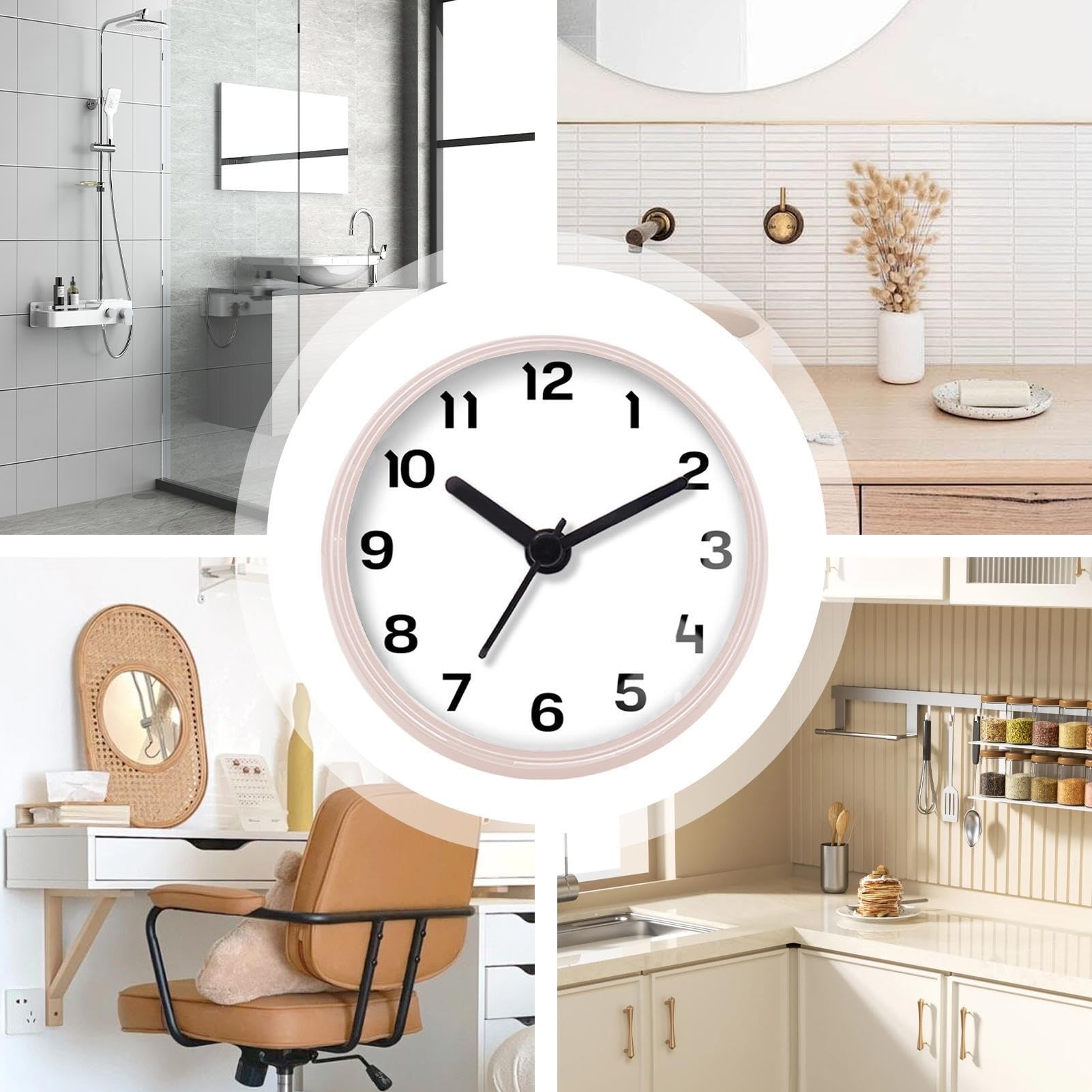 Pequeño reloj de pared - Alarma de ducha impermeable, carcasa de PVC ABS de alta durabilidad, ventosa confiable, flexible | Dormitorio baño cocina Sauna interior piscina apartamento artículos