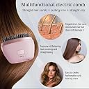 Hirvax Mini Cordless Hair Straightener Brush, Rechargeable Portable Hair Straightener Comb with Fast Heating, Anti-Scald Design & Type-C Charging Hot Straightening Comb for Women & Men, Negative Ion, Lightweight Wireless Brush for Travel & All Hair Types(Multicolored) (Multicolored) gallery image