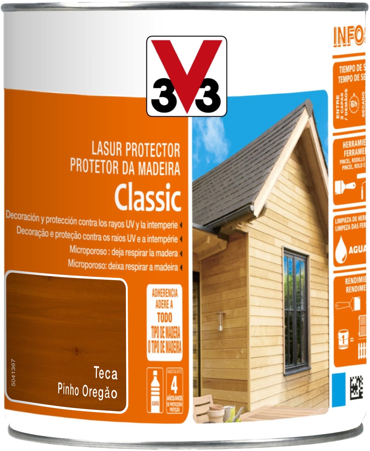 V33 Protector Decorativo De La Madera Classic Satinado Teca 5L
