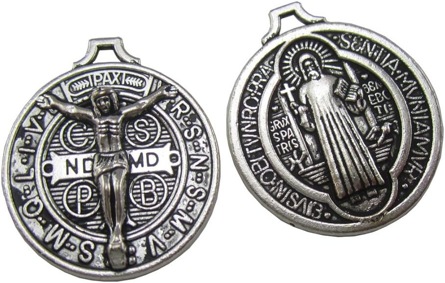 Glary 50pcs of 3cm Round Saint Benedict Jubilee Medal Pendant