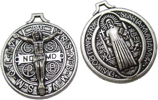 Glary 50pcs of 3cm Round Saint Benedict Jubilee Medal Pendant