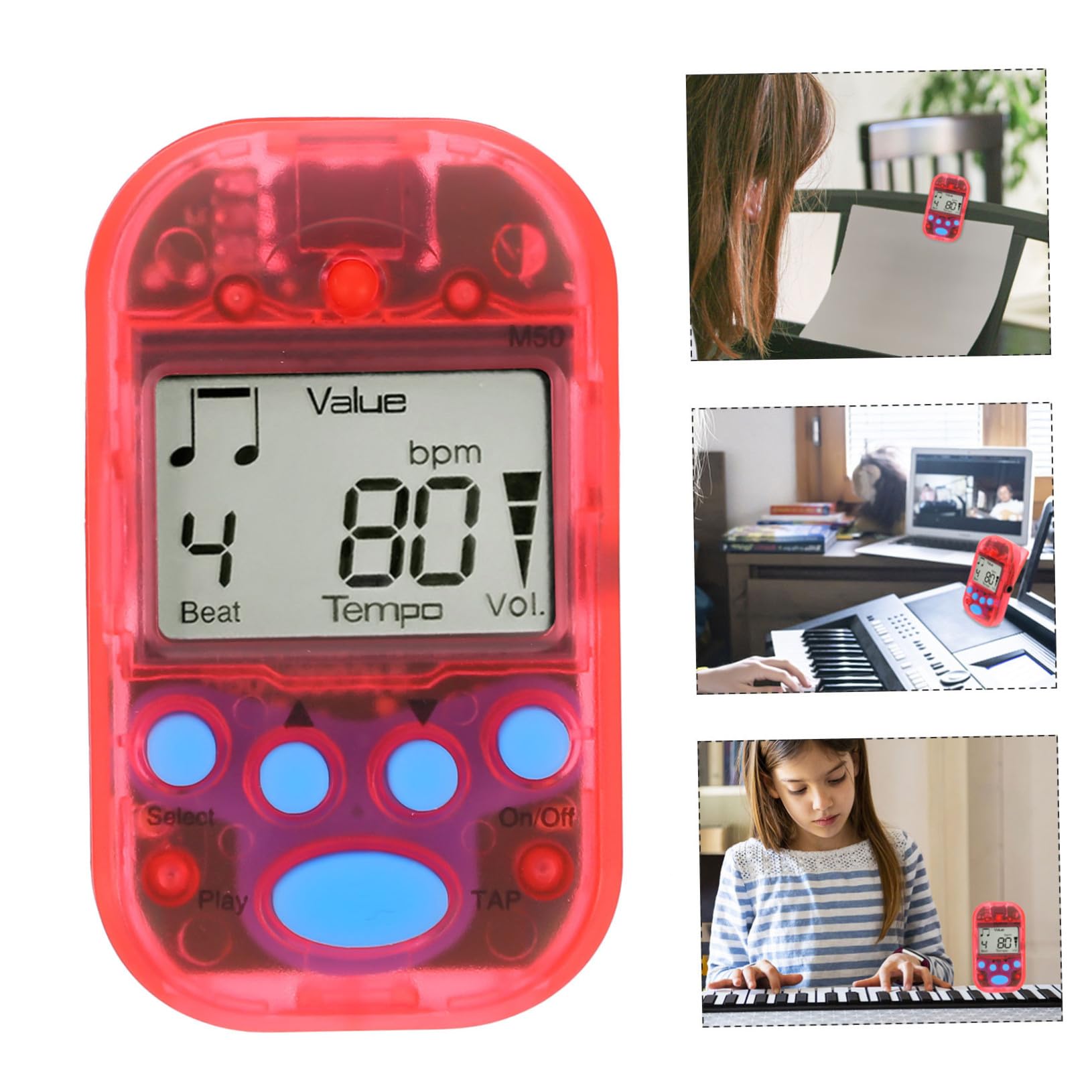 TOYANDONA 5kawałki Mini Elektroniczny Metronom Przenośny Muzyczny Instrument Do Gitary Fortepianu Skrzypiec Do Ćwiczeń Lekki i Łatwy Użyciu Transparentny