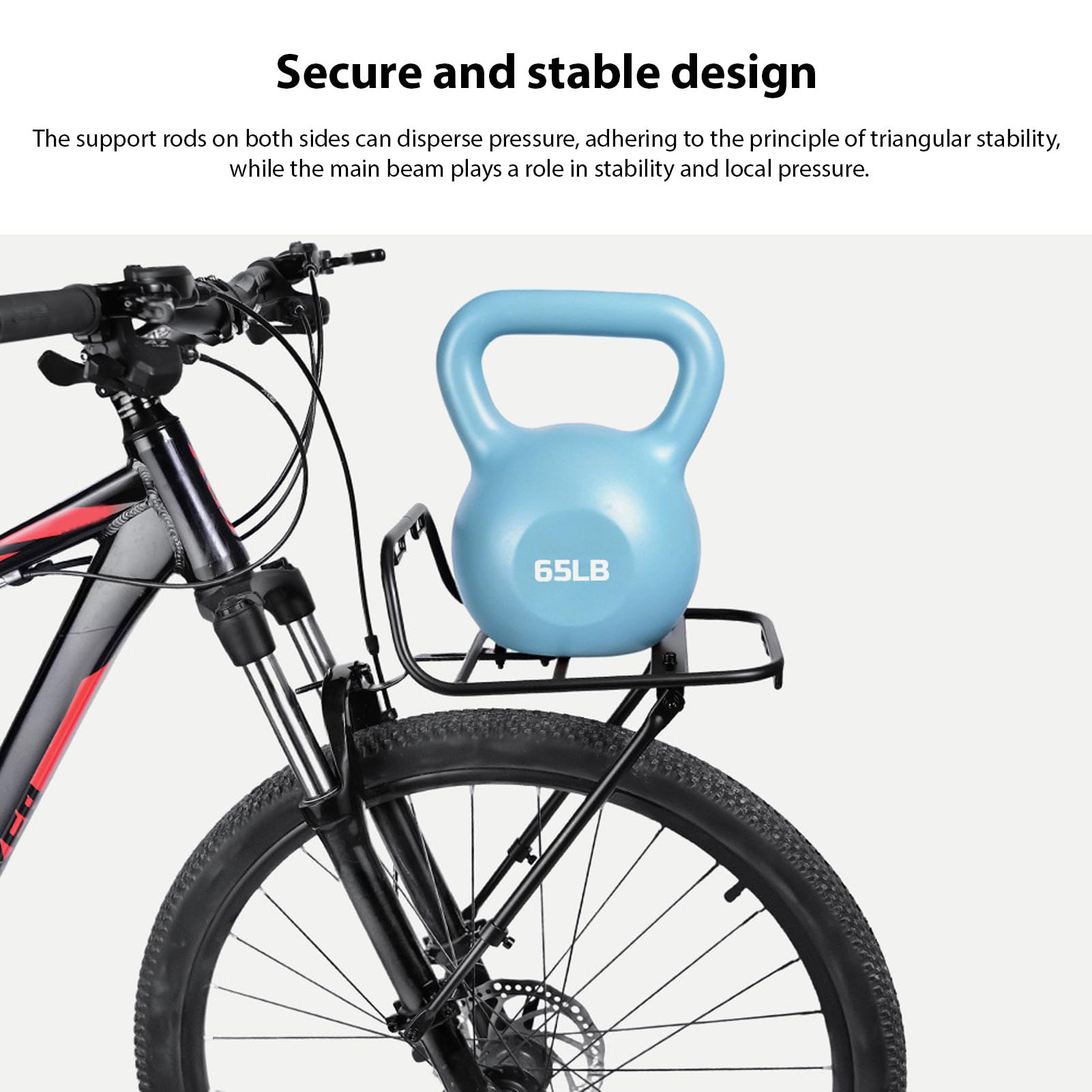 Asixxsix Bagażnik Przedni na Rower z Rozpórkami, Stop Aluminium | Obciążenie 30 kg, odłączany, uniwersalny do rowerów turystycznych 26–29 cali 700C Gravel Touring Commuter, torba do noszenia