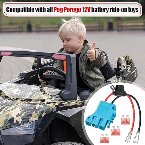 Miniatura 2 de Saillong Reemplazo de conector de arnés de cable de 12 AWG compatible con Peg-Perego de 12 voltios SLA batería de montar en vehículo, juguetes de