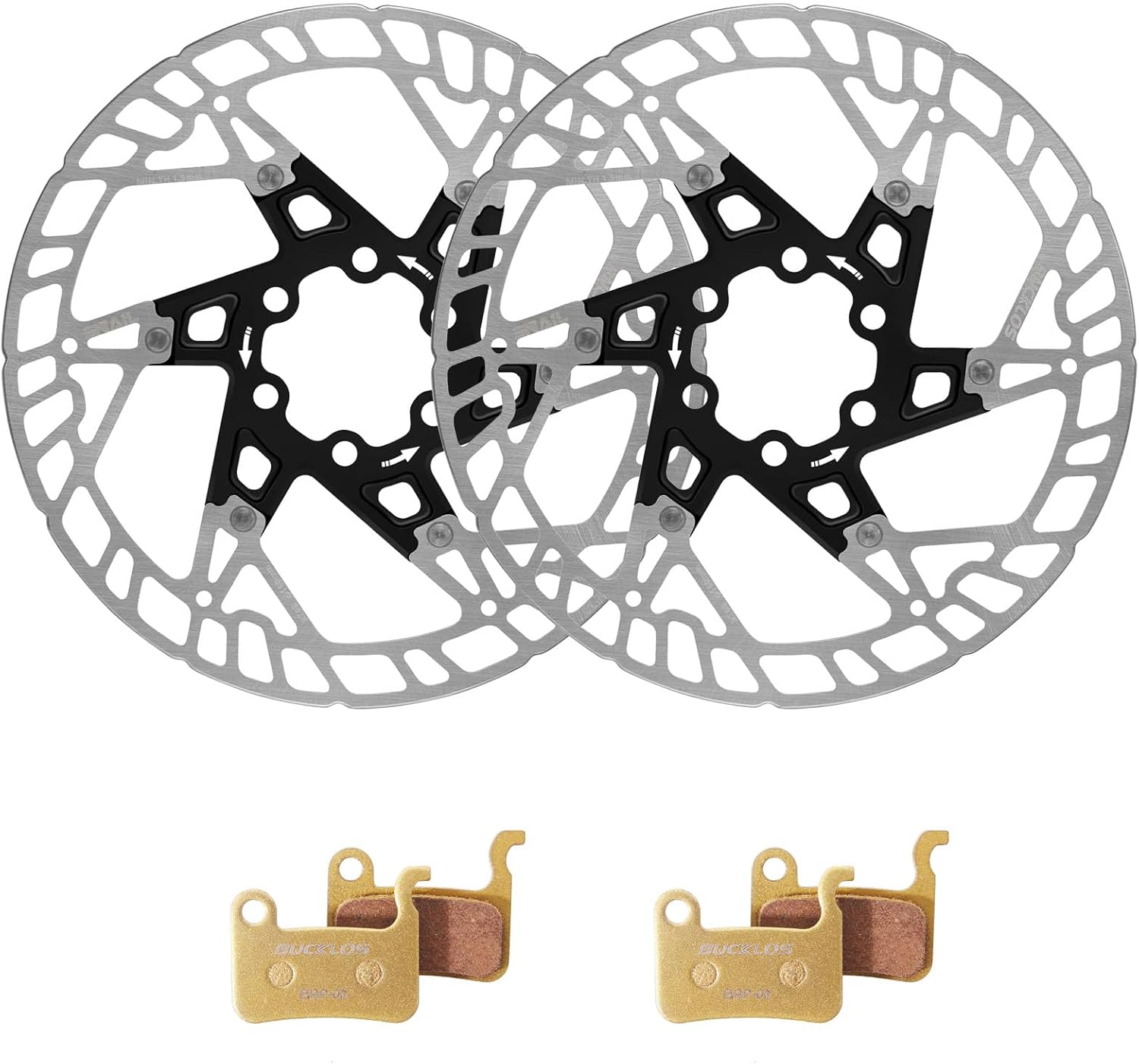 BUCKLOS 2 Pairs Copper Based Bike Disc Brake Pads - Bicycle Disk Brake Pads for Zoom/Shimano Deore XT XTR LX SLX Hone Alfine Saint and 160mm Floating Bike Disc Brake Rotor