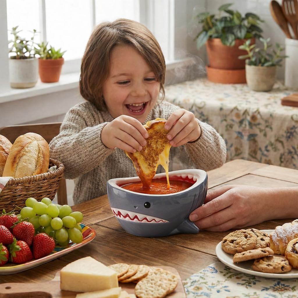 Shark Mouth Bowl, Shark Shaped Ceramic Bowl, Cute Ocean-Themed Storage Container, Versatile Organizer for Key, Fruit, Jewelry, Candy, Snacks, Unique Funny Shark Gifts (1 pcs)