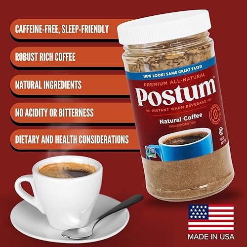 Miniatura 4 de Postum - Paquete de mezcla natural de trigo salvado y melaza, sustituto de café, de 8 onzas, sin cafeína, instantáneo, rico, sabroso, saludable,