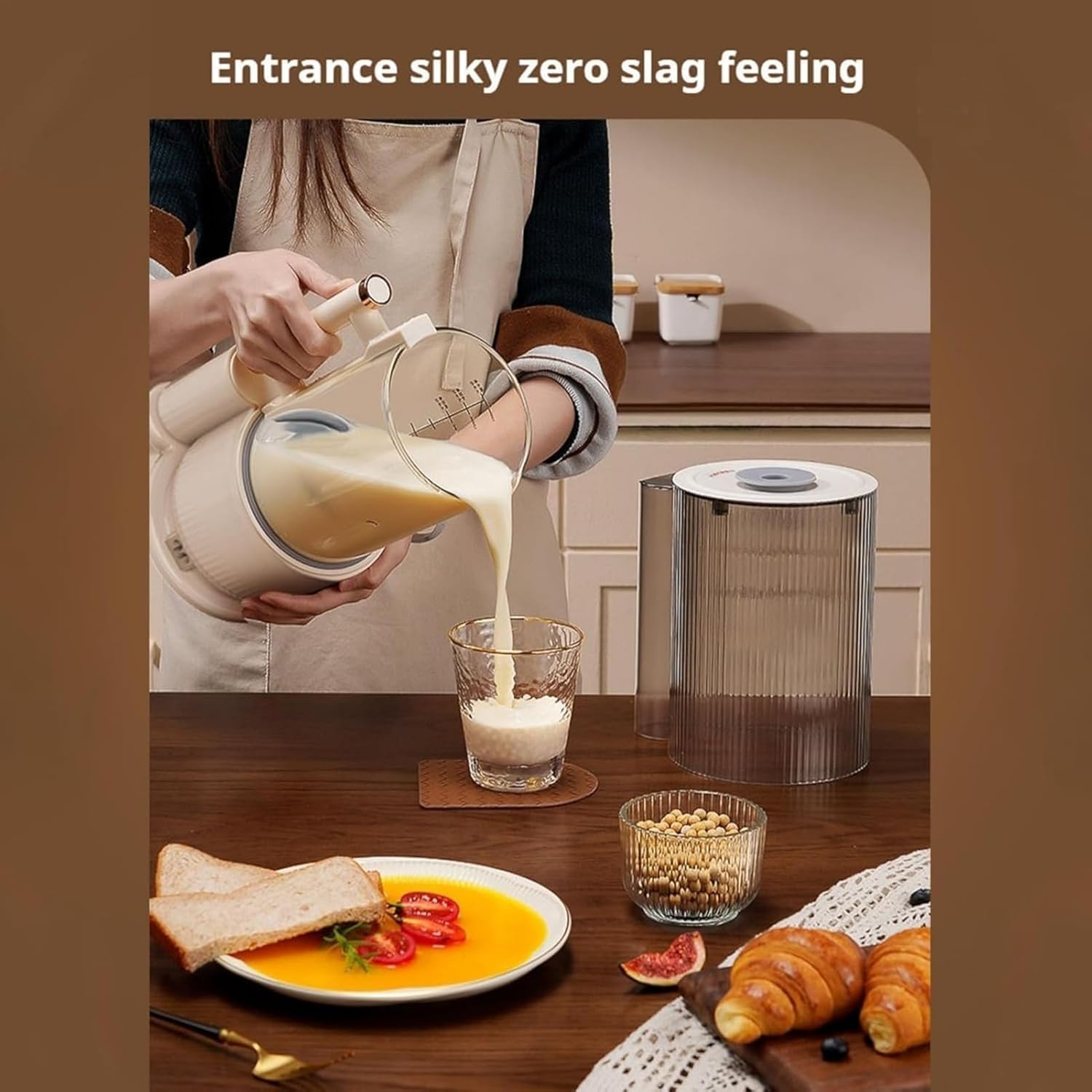 Automatyczna maszyna do produkcji mleka sojowego, 1,5 l z dźwiękoszczelną pokrywą i 12-listkowymi ostrzami, timer 4h i maszyna do przechowywania żywności do owsa, soi, produktów mlecznych