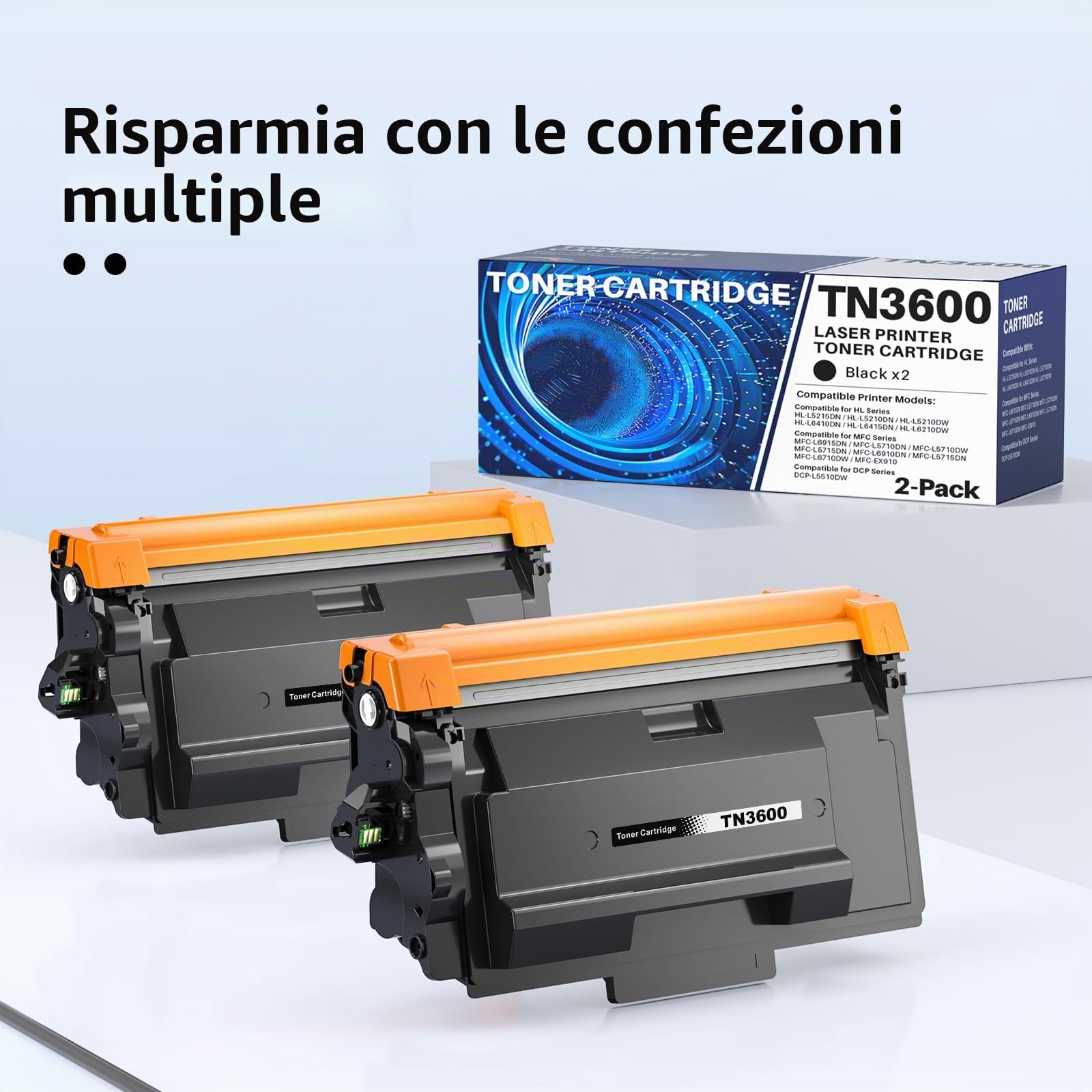 colorfly TN3600 Toner compatibile per Brother TN3600 3600XL HL-L5210DN | per TN3600XL HL-L5210DN HL-L5210DW HL-L5215DN HL-L6210DW HL-L6410DN HL-L6415DN MFC-L5715DN MFC-L6710DW MFC-L6915DN, 2 Nero