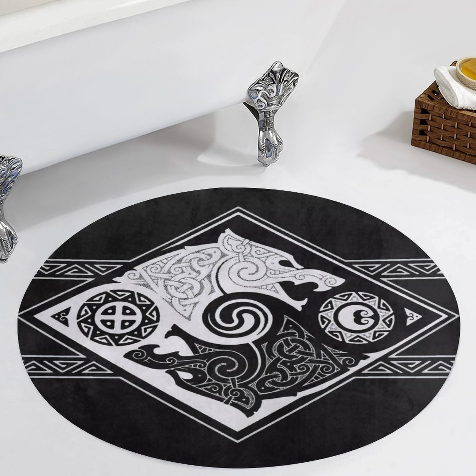 Tapis de sol loup viking antidérapant et ultra doux pour salon