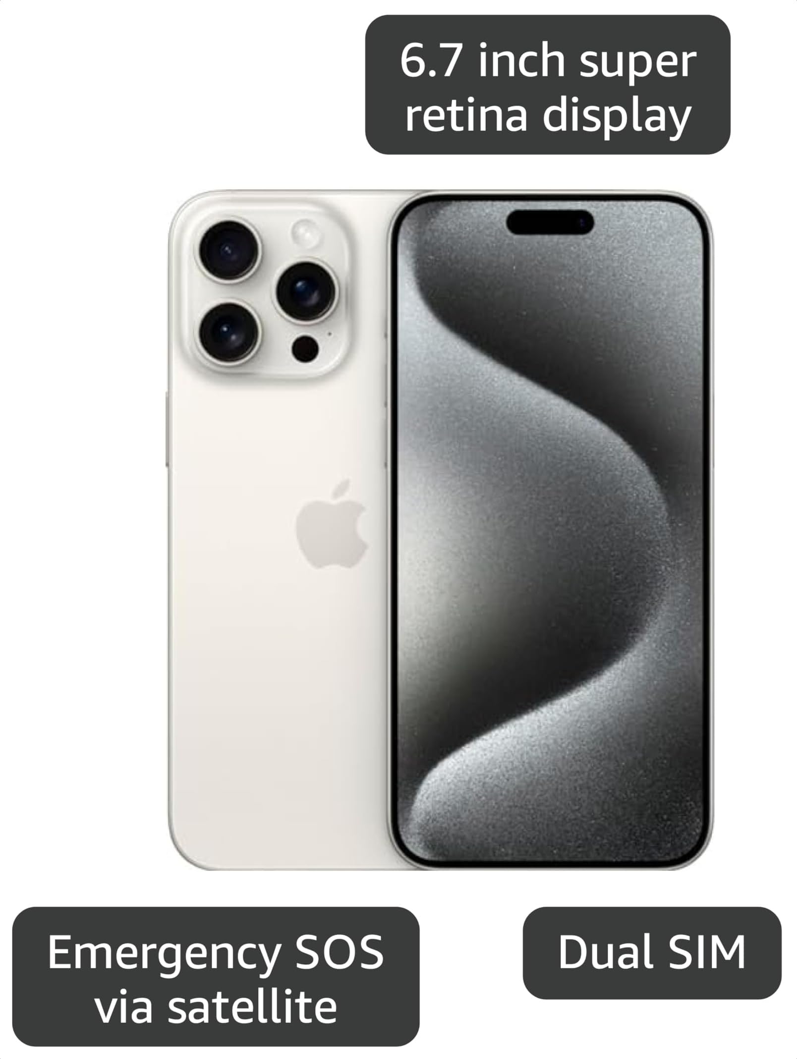 Amazon.com: Apple iPhone 15 Pro Max, 1TB, White Titanium