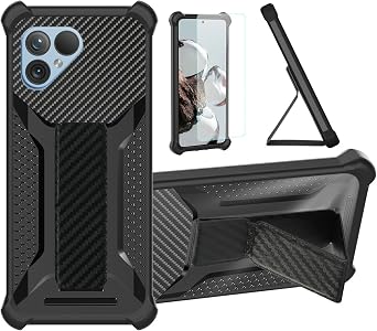 bojioderf Case Compatible for Fairphone 5 Phone Case Cover [with Tempered Glass Screen Protector] Hybrid Case [Folding Support Magnetic] [Frosted Anti-Fingerprint] Black