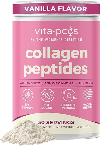 Polvo de proteína de péptidos de colágeno para mujeres, suplemento PCOS formulado con inositol, ashwagandha y cúrcuma, apoya objetivos más gruesos y