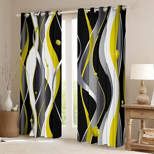 Miniatura 9 de Feelyou Cortinas de ventana de color rojo, gris y negro, con espiral, geométrica, 30% a 50%, opacas, para niños, retro, círculo, geométrico,