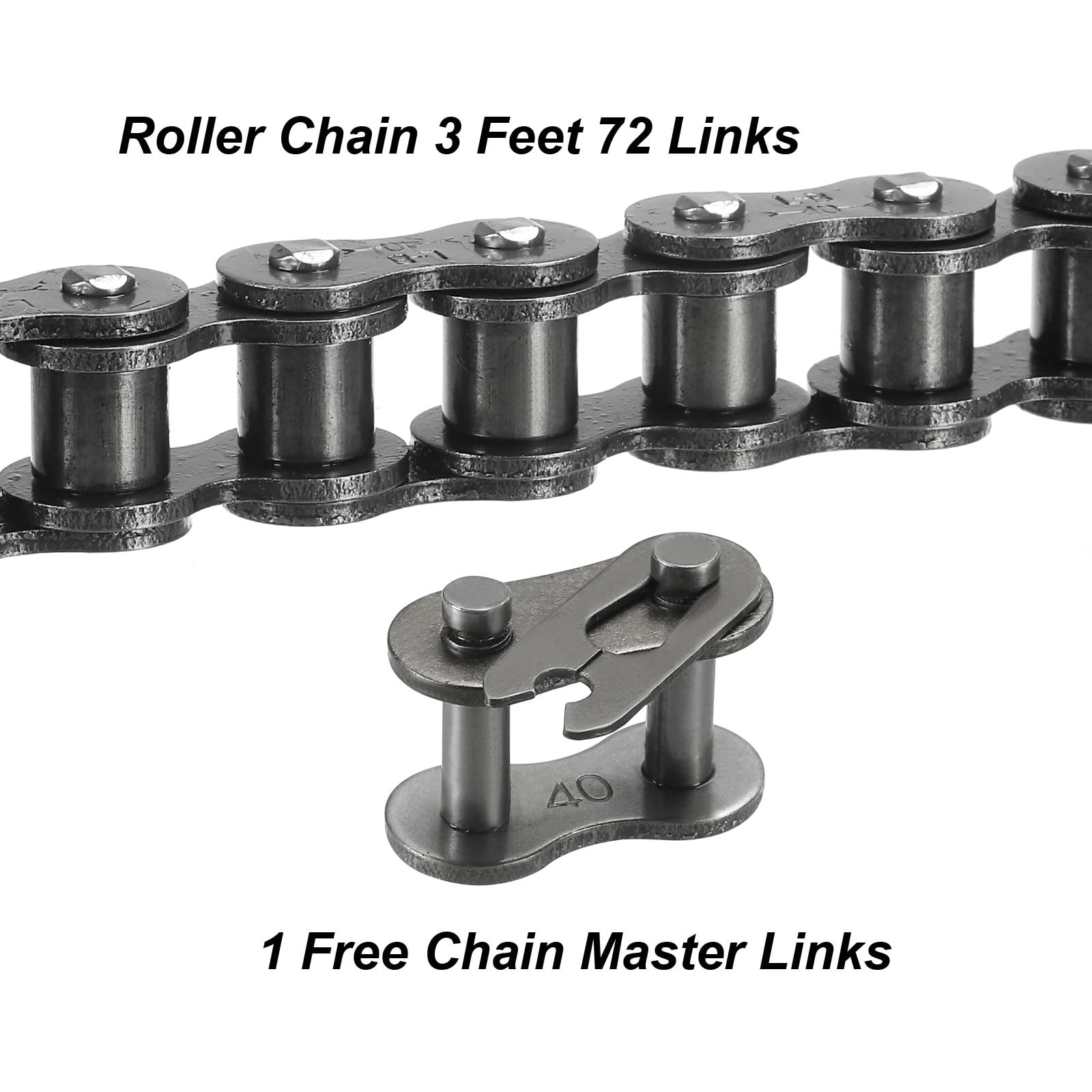 Roller Chain 3 Ft #40/08A-1 1/2" Pitch Carbon Steel 72 Links