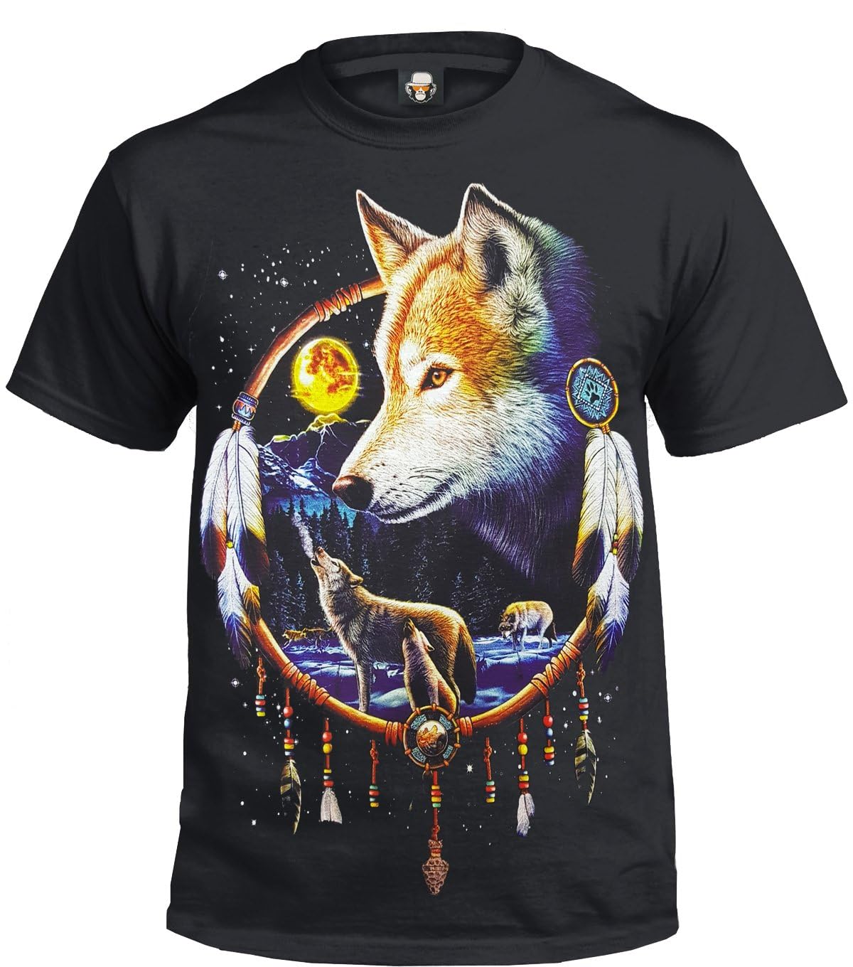 Trend Gear Dream Catcher T-Shirt/Native American/Wolf/RedIndian/Biker/Unisex/Xmas Gift/Top (M) Black