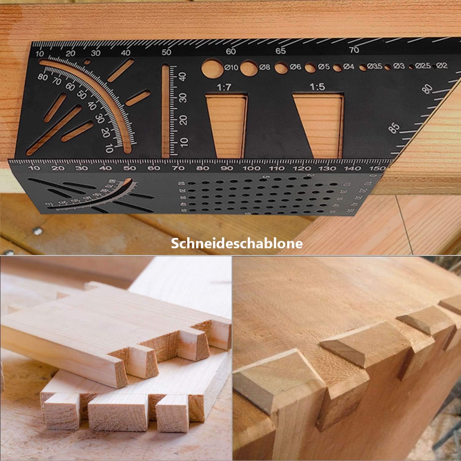 Orthland Woodworking Square Size Measure Ruler, 3D Mitre Angle Measuring Template Tool Square Measuring 45/90 Degree Angle Ruler for Engineers Carpenters, Aluminum Alloy Ruler Carpenter’s Layout Ruler