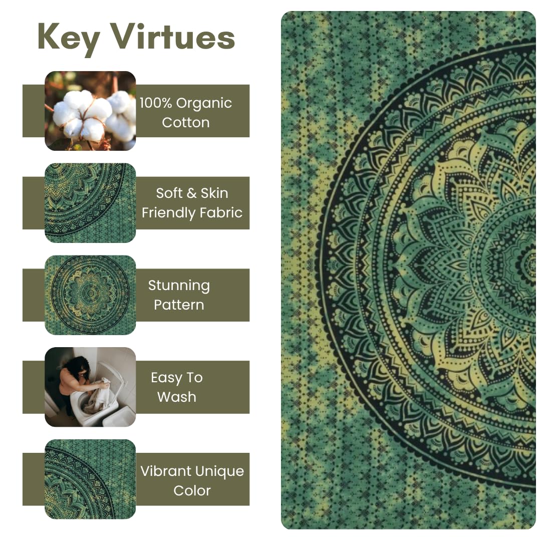 FURNISHFUL FINESSE Mandala Tapestry - Green Ombre -3 FURNISHFUL FINESSE Mandala Tapestry - Green Ombre -3