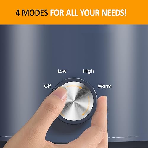 Miniatura 5 de Sunvivi Olla de cocción lenta de 2 cuartos de galón, pequeña olla de cocción lenta con olla de cerámica extraíble, calentador de alimentos con 3