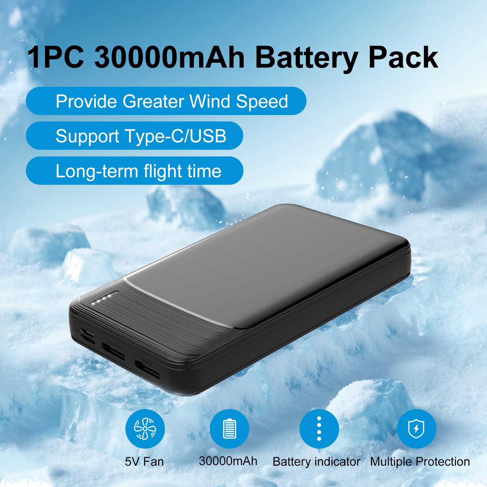 Gilet di raffreddamento da uomo con Power Bank da 30000 mAh e doppia ventola di runtime Ventilatore indossabile con aria condizionata per l'estate