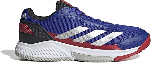 Courtquick Mens Padel Shoes, Zapatos Hombre, Lucid Blue/Silver Metallic/Lucid Red, 45 1/3 EU1