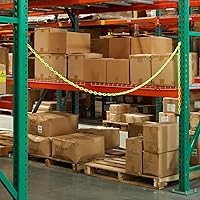 Vista 2 de Stockroom Plus Barrera de seguridad de cadena de plástico amarillo neón, rollo de 100 pies con eslabones de 1.5 pulgadas, rollo de cadena de neón