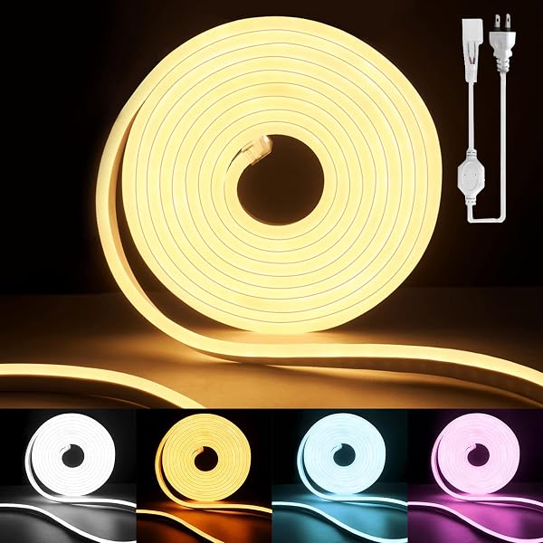 100V -新開発 EL蛍光チューブ管 LEDテープライト 120SMD/M 防水配線不要 プラグアンドプレイ 切断可能, クリスマス装飾 ネオンサイン明るい 長持ち おしゃれ 間接照明 装飾照明 ネ棚下照明 ledテープライト(3000K-電球色-3メートル+プラグ+部品) - 1