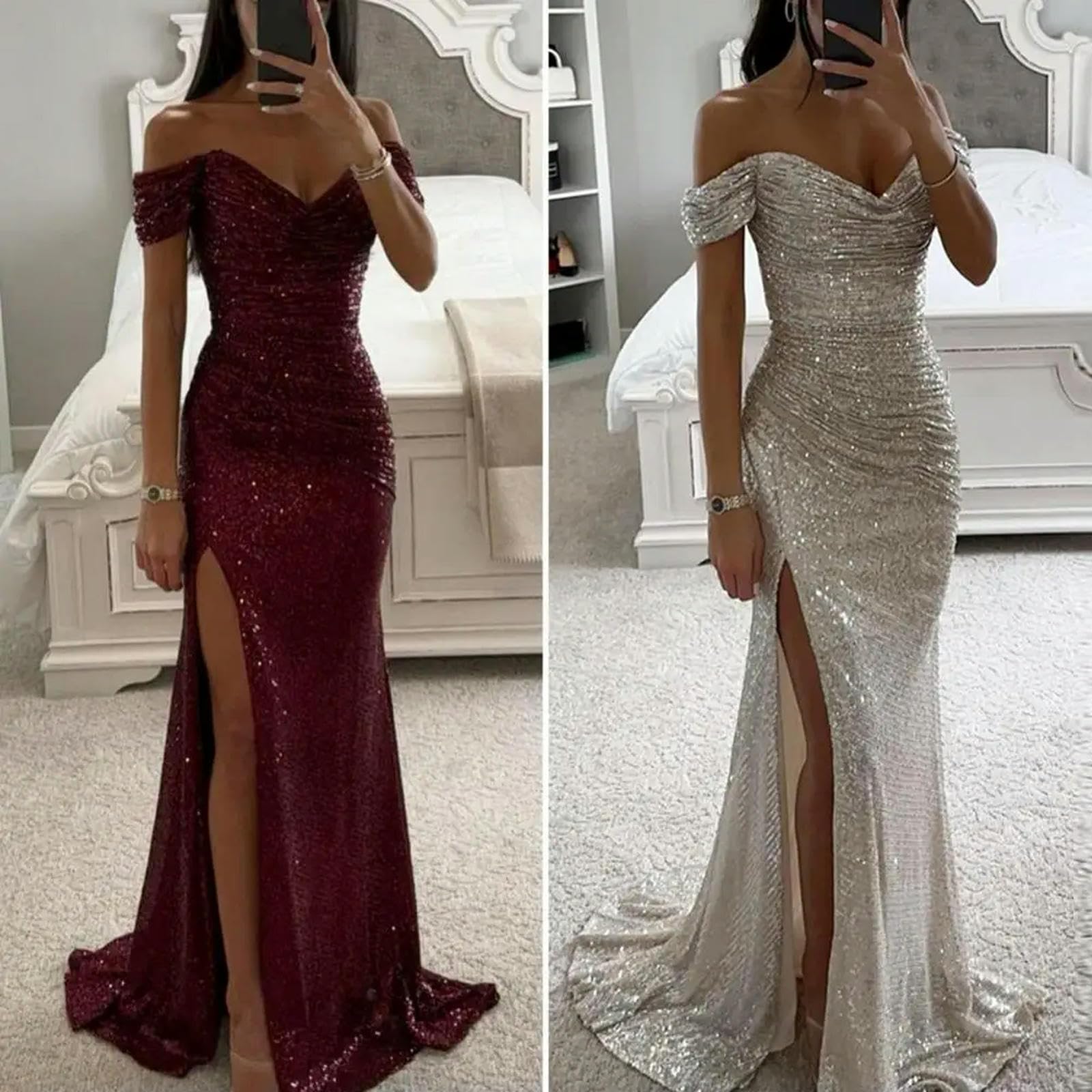 Gonna Donna Abito da Abito da Spalma da Spalline Elegante Abito Maxi con Scollo A V Sequestro per Ballo da Sera Spalla Spalla Sottile Abito Lungo