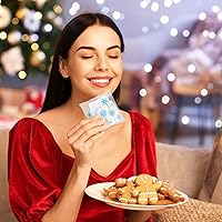 Vista 6 de Whaline 300 bolsas de celofán de Navidad con copos de nieve blancos y azules, bolsas autoadhesivas transparentes de copo de nieve para dulces