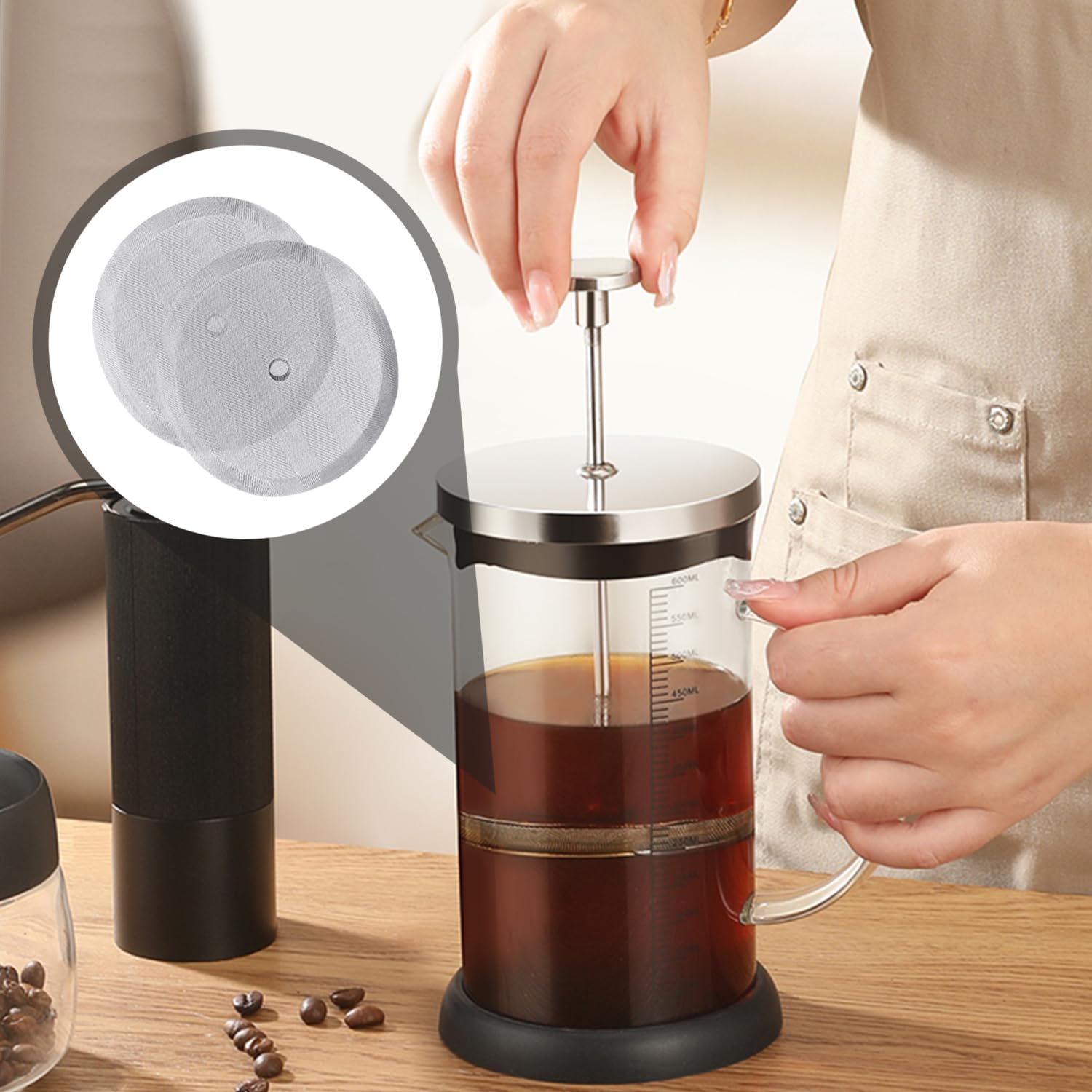 Rosenstein & Söhne filtro per caffè in acciaio inox: Set da 4 filtri per caffè in acciaio inossidabile pieghevoli, dimensione 4 per 2 - 4 tazze (filtro per caffè da campeggio