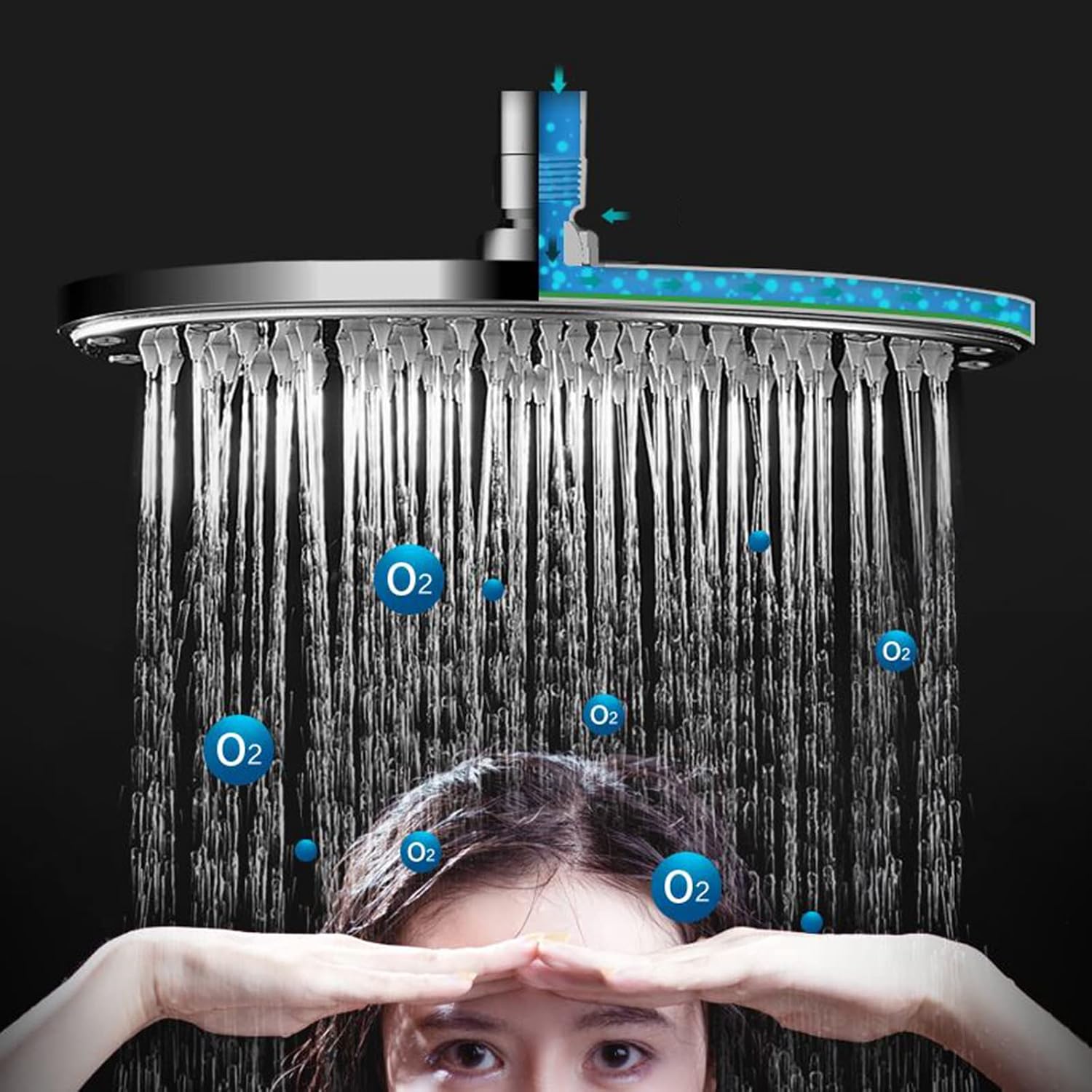 rain Shower Head Shower Heads high Pressure Rainfall 12 Circular Shower Head Top Spray Faucet 1/2 inch Built-in Shower Fixed Shower Head,Chrome C (Color : Chrome C)