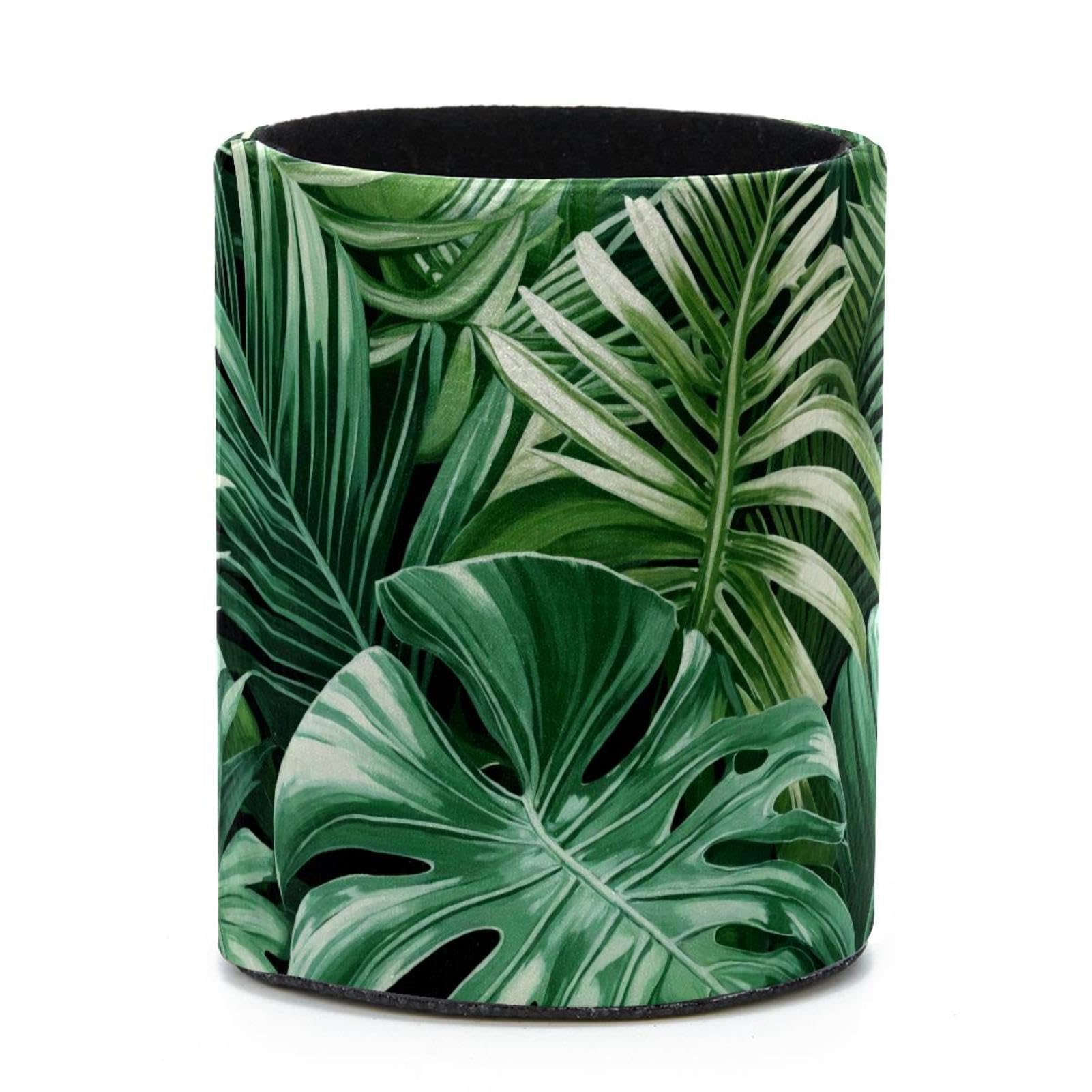 VAPOKF Round Pencil Holders for Desk, Tropical Palm Pen Holders Pen Pot Makeup Brushes Storage Desktop Stationery Supplies Organiser for Home Office