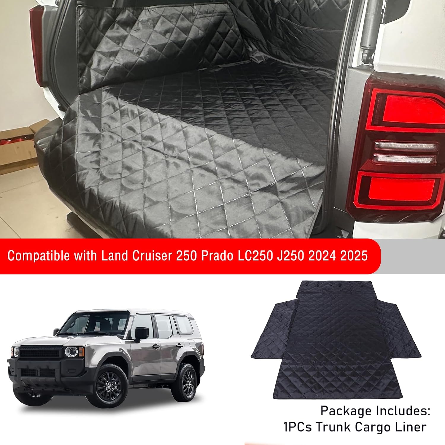 Yinanlutos Trunk Pet Cargo Cover Compatible with Land Cruiser 250 Prado LC250 J250 2024 2025 2026 Cargo Liner for Dogs Waterproof Pet Cargo Cover All-Weather Protect, Non-Slip (Black)