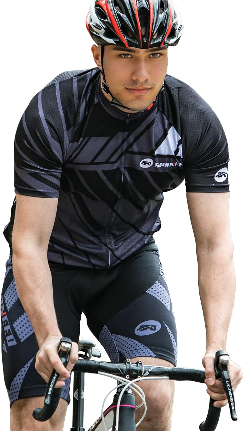 sponeed Men's Cycling Jerseys Tops Biking Shirts Short Sleeve Bike Clothing Full Zipper Bicycle Jacket with Pockets - Image 2