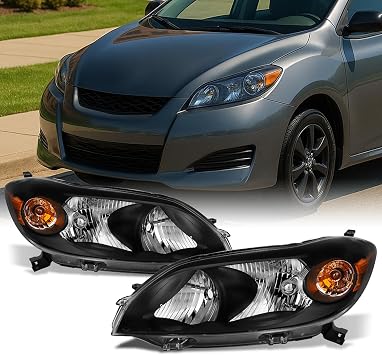 AKKON - For 2009-2013 Toyota Matrix Left/Right Front Headlights Black