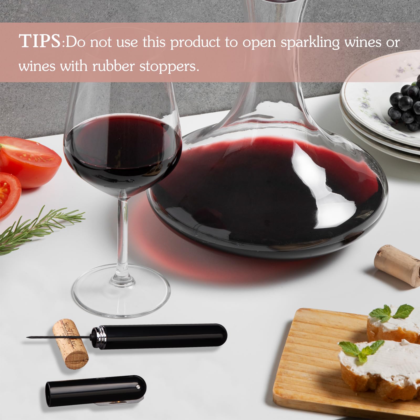Abridor Juego, Abrelatas de Presión de Aire 2 en 1 con Corta Cápsulas, Reutilizables Tapones de Botella, el Mejor Regalo para Los Amantes del Vino
