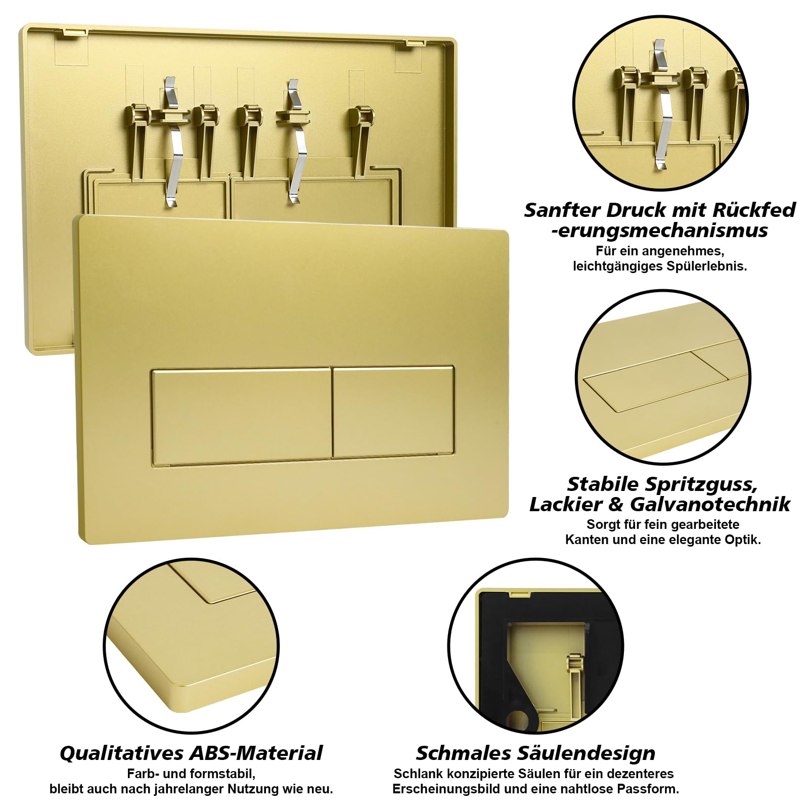 Placa de descarga WC de doble descarga, placa de accionamiento compatible con GEBERIT SIGMA01 UP300/320, placa de repuesto 115.770.11.5, oro
