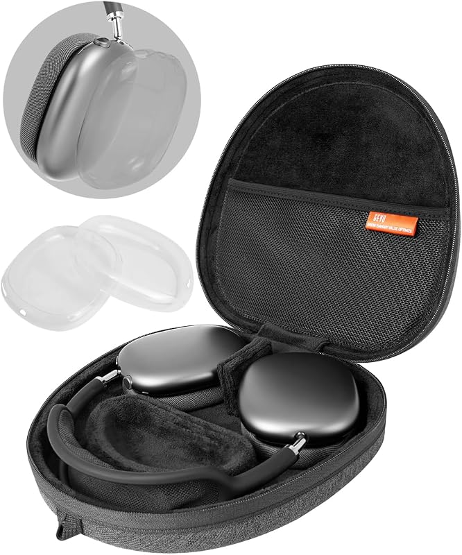 Travel Case for Apple AirPods Max - Portable Hard Carrying Bag with TPU Case Cover for Air Pod Max Headphones - Protective Kit Support Sleep Mode (Dark Gray)
