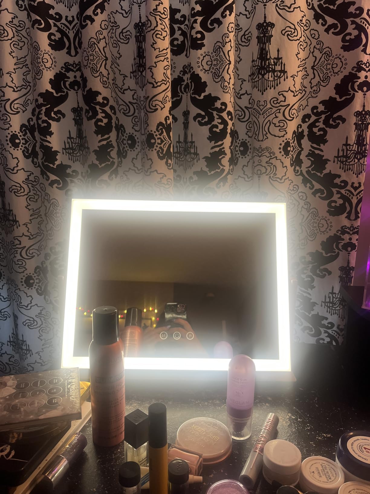 ROLOVE 8x10 Inch Lighted Vanity Mirror, 3-Color Dimmable LED Lighting & Touch Control, Portable Makeup Mirror with U-Bracket for Travel/Dressing Room (White)